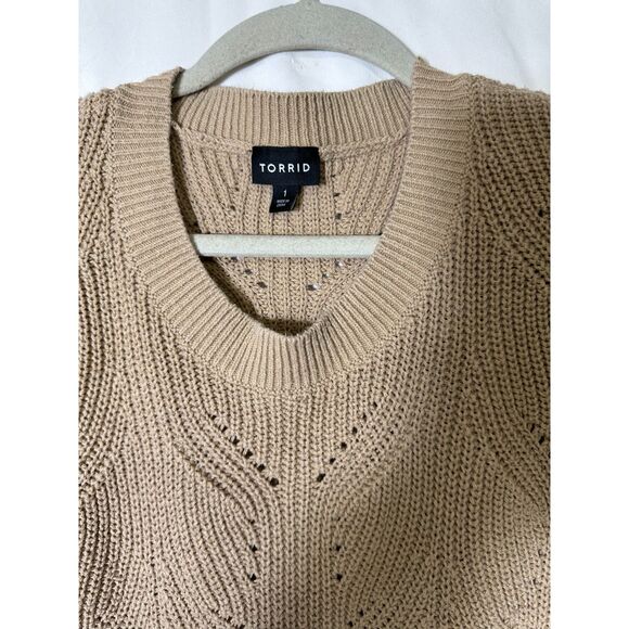 Torrid Women's Pointelle V-Neck Long Sleeve Oversized Sweater, Size (1) M - Picture 2 of 3